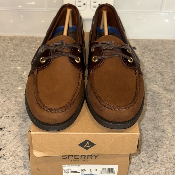 NIB Sperry Men's Authentic Original 2-Eye Boat Shoe Brown Buck - Picture 4 of 13